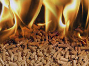 wood pellets burning